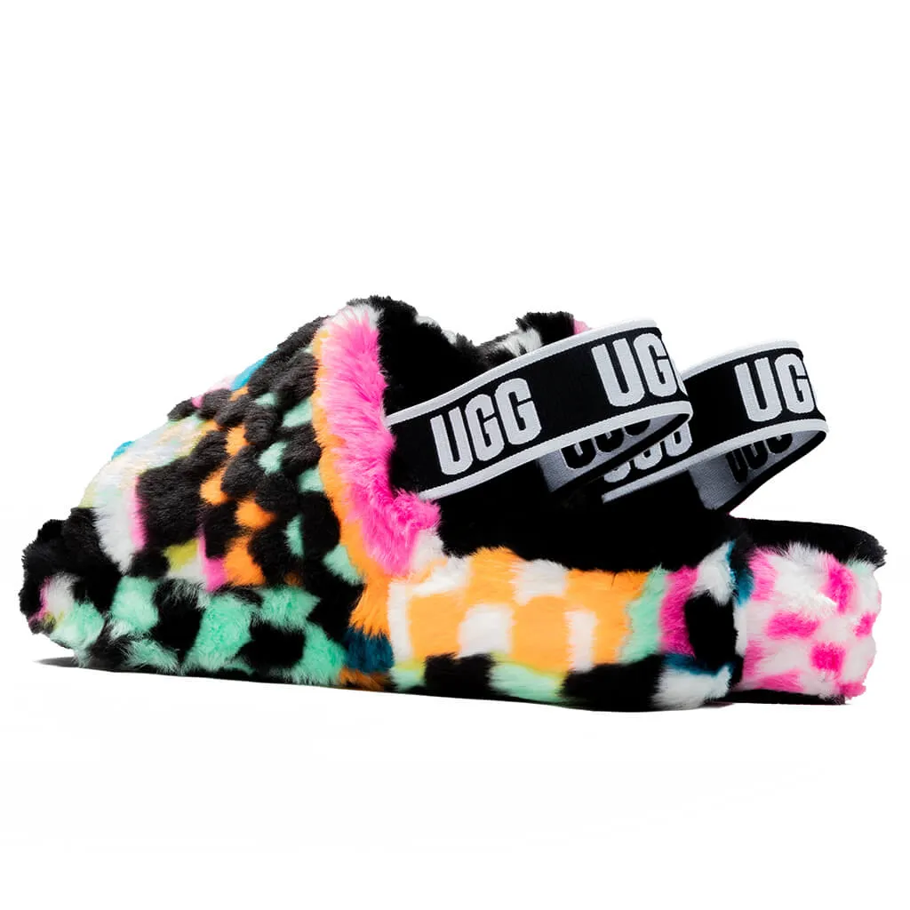 Women's Fluff Yeah Checks Slide - Black/Multi